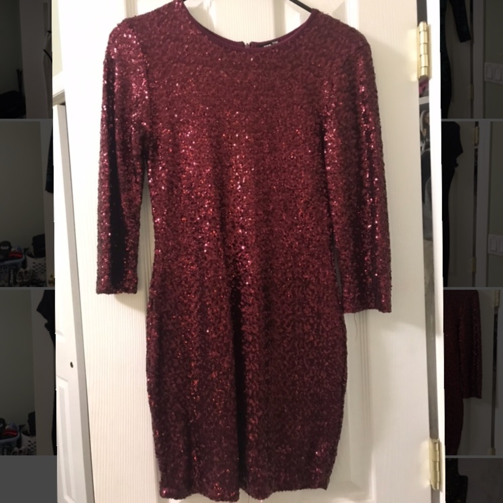 TFNC Burgundy Sequin Minidress - perfect for NYE!